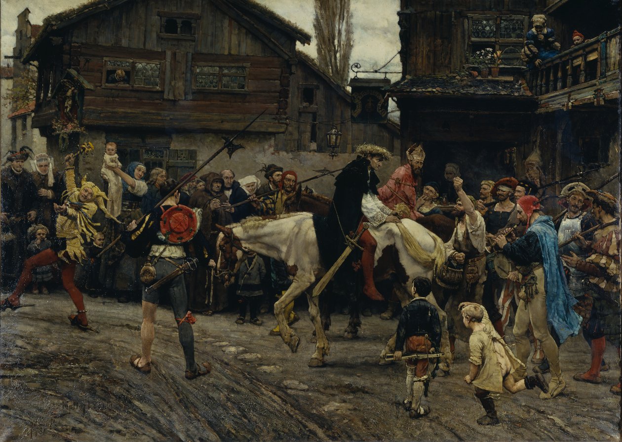 Peder Sunnanvaders och Mästare Knuts vansinniga intåg i Stockholm 1526, 1879 av Carl Gustaf Hellqvist