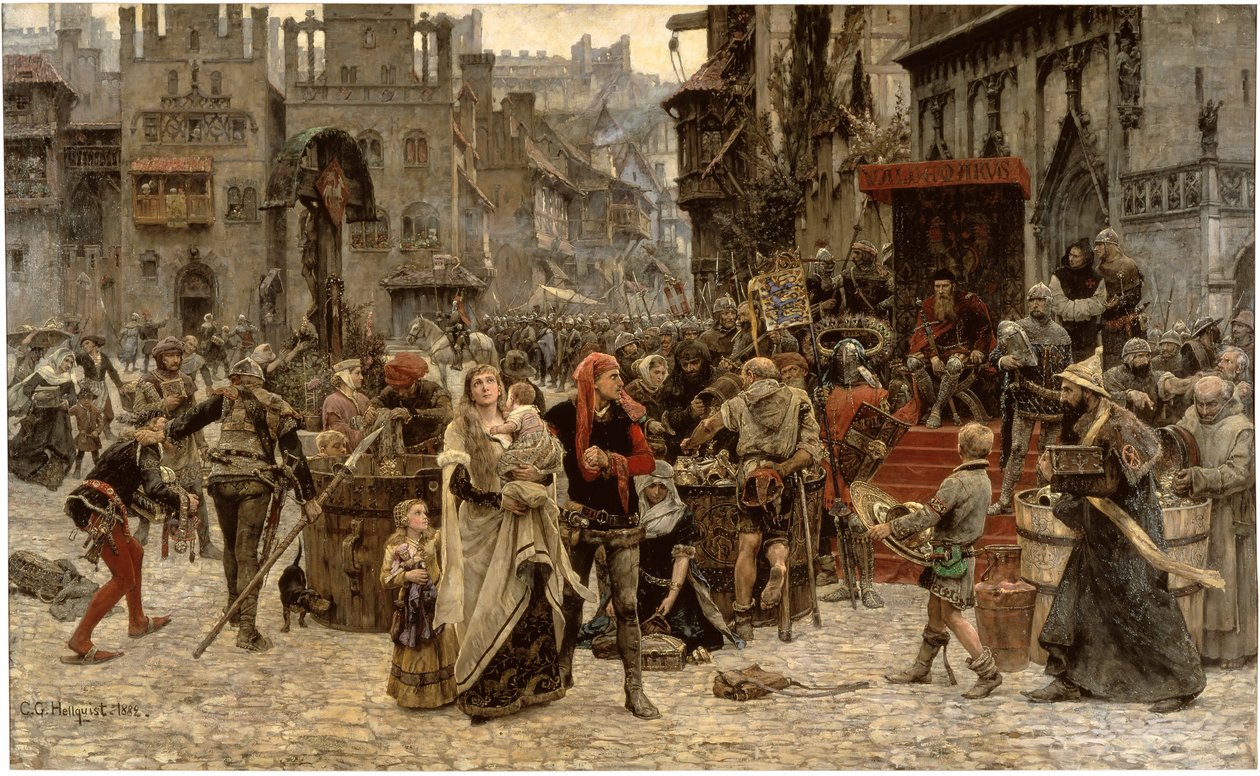 Valdemar Atterdag Holding Visby till lösen, 1361, 1882 av Carl Gustaf Hellqvist