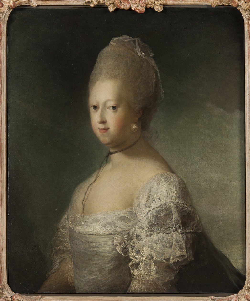 Caroline Mathilde av Hannover, prinsessan av Storbritannien och drottningkonsort av Danmark och Norge - Porträtt av Caroline Matilda av Storbritannien (1751-1775), drottning av Danmark, av Pilo, Carl Gustaf (1711-1793). Olja på duk. Mått: 76x63cm. Nationa av Carl Gustaf Pilo