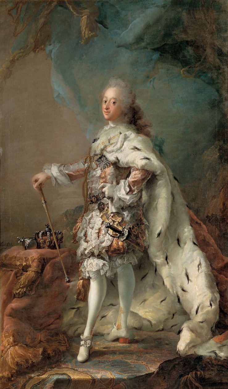 Frederik V i sina smörjningskläder, ca. 1750 (olja på duk) av Carl Gustaf Pilo