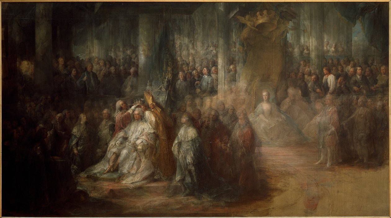 Swedish: Gustav III:s kröning. Ofullbordad
 The Coronation of King Gustav III of Sweden. Uncompleted av Carl Gustaf Pilo