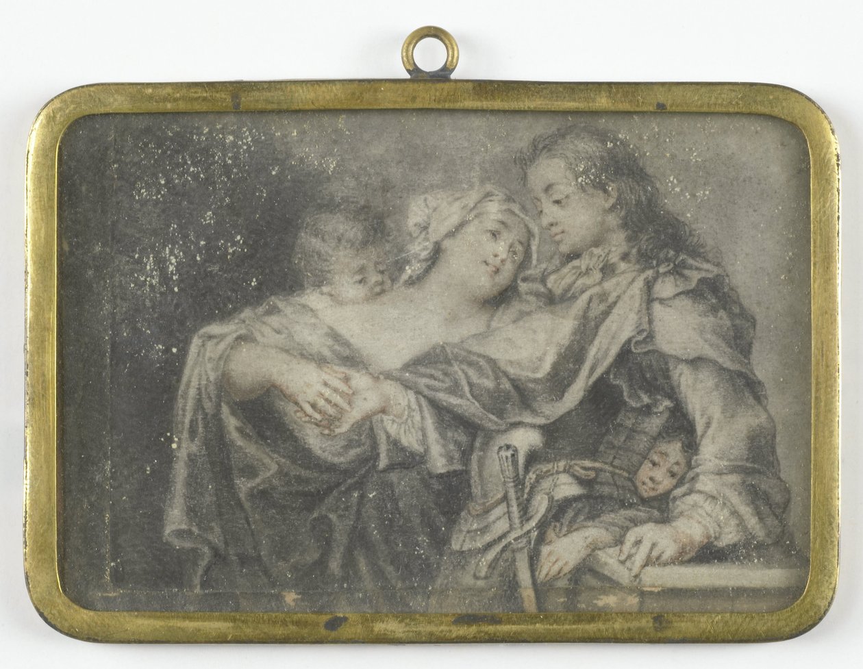 En ung kvinna som distraherar en krigare medan ett av hennes barn rånar honom av Carl Gustav Klingstedt (attributed to)
