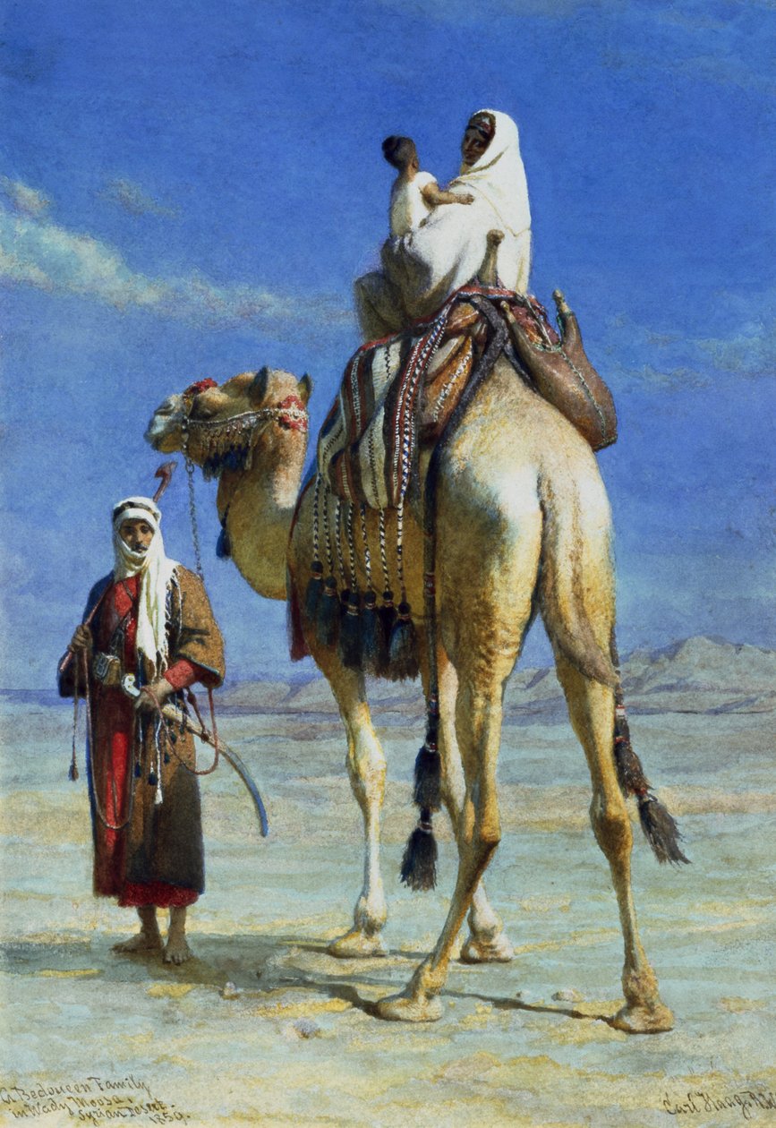 En Bedoueen-familj i Wady Mousa, Syrian Desert, 1859 av Carl Haag
