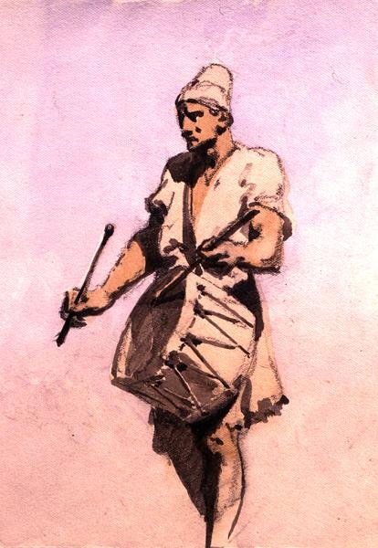 A Drummer in the Marriage Procession, Cairo (akvarell på papper) av Carl Haag
