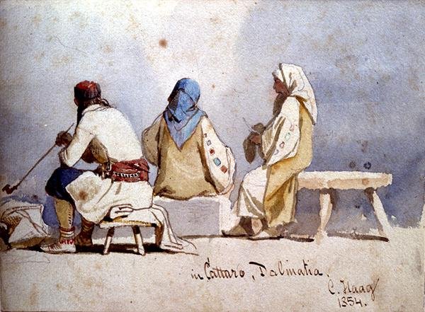 Montenegrinska människor i Cattaro, Dalmatien av Carl Haag