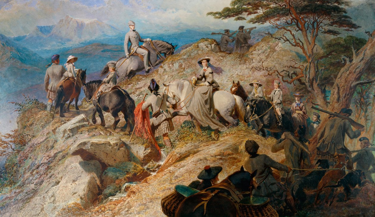 Morgon i höglandet. Kungafamiljen stiger upp till Lochnagar, 1853 av Carl Haag