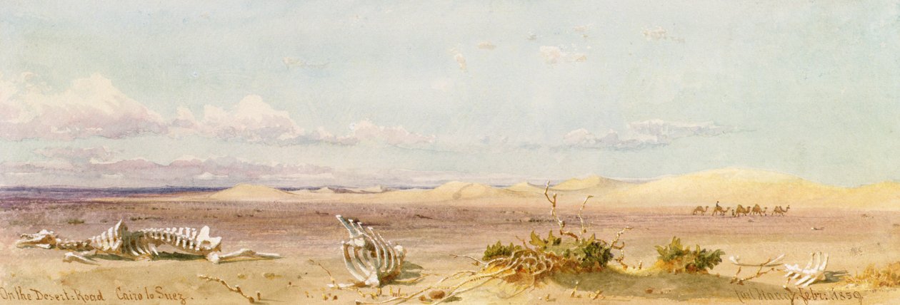 Sandbackar i öknen, Kairo, Suez, 1859 av Carl Haag
