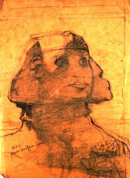 Sfinxen i Giza (blyerts på papper) av Carl Haag