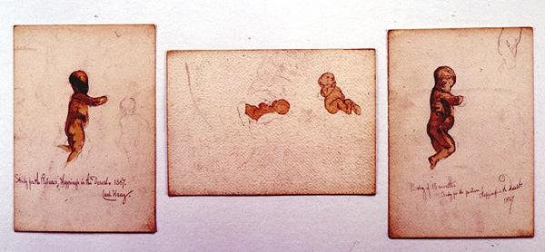 Studie av en baby för "Happiness in the Desert" av Carl Haag