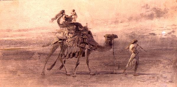 Resa i öknen (akvarell på papper) av Carl Haag