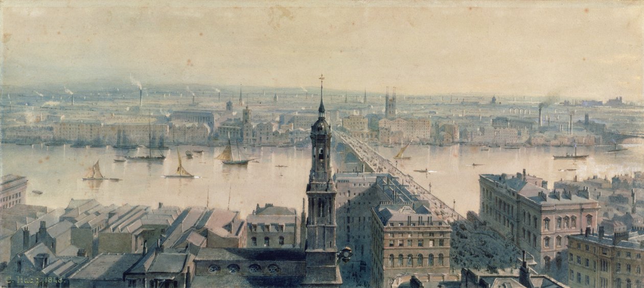 Utsikt över London från monumentet blickande söderut, 1848 av Carl Haag