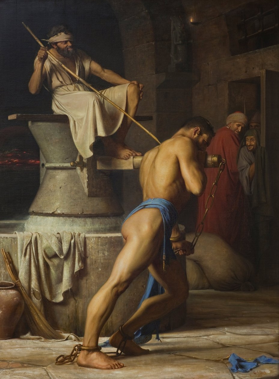 Simson och filistéerna, 1863 av Carl Heinrich Bloch