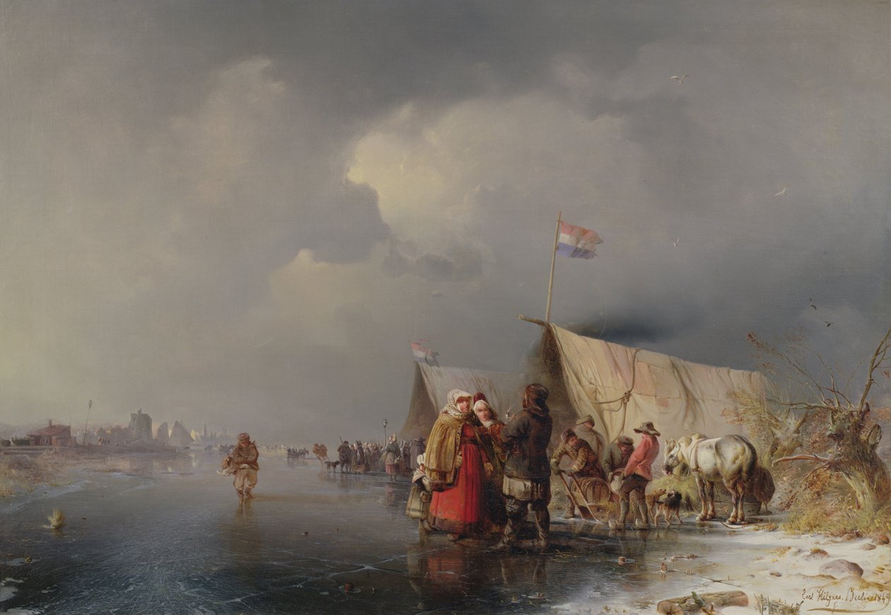 Holländskt läger på isen, 1849 av Carl Hilgers
