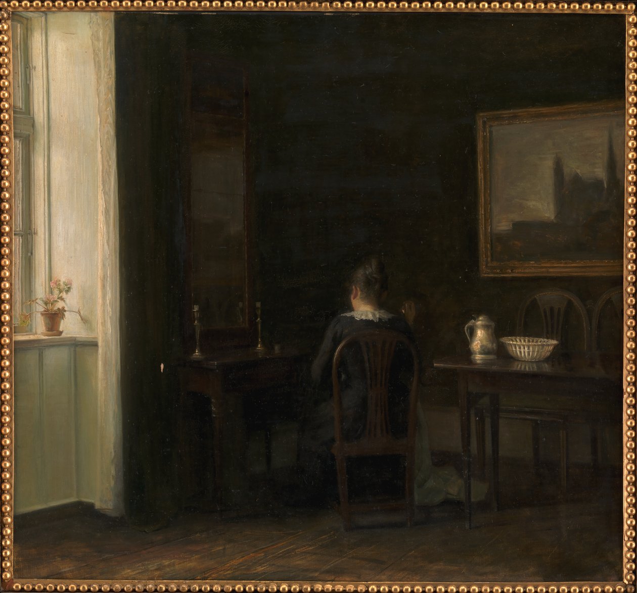 Interiör med Konstnärens Hustru Emilie Heise av Carl Holsoe