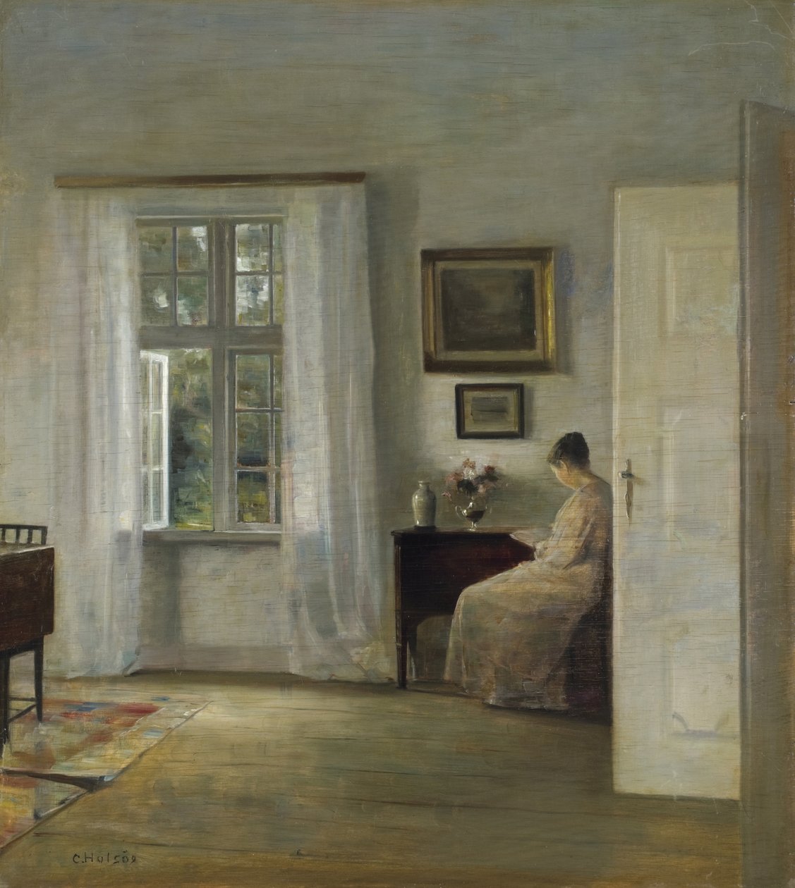 The Reader par Holsoe, Carl (1863-1935), - Olja på trä, 70x62,5 - Privat samling av Carl Holsoe