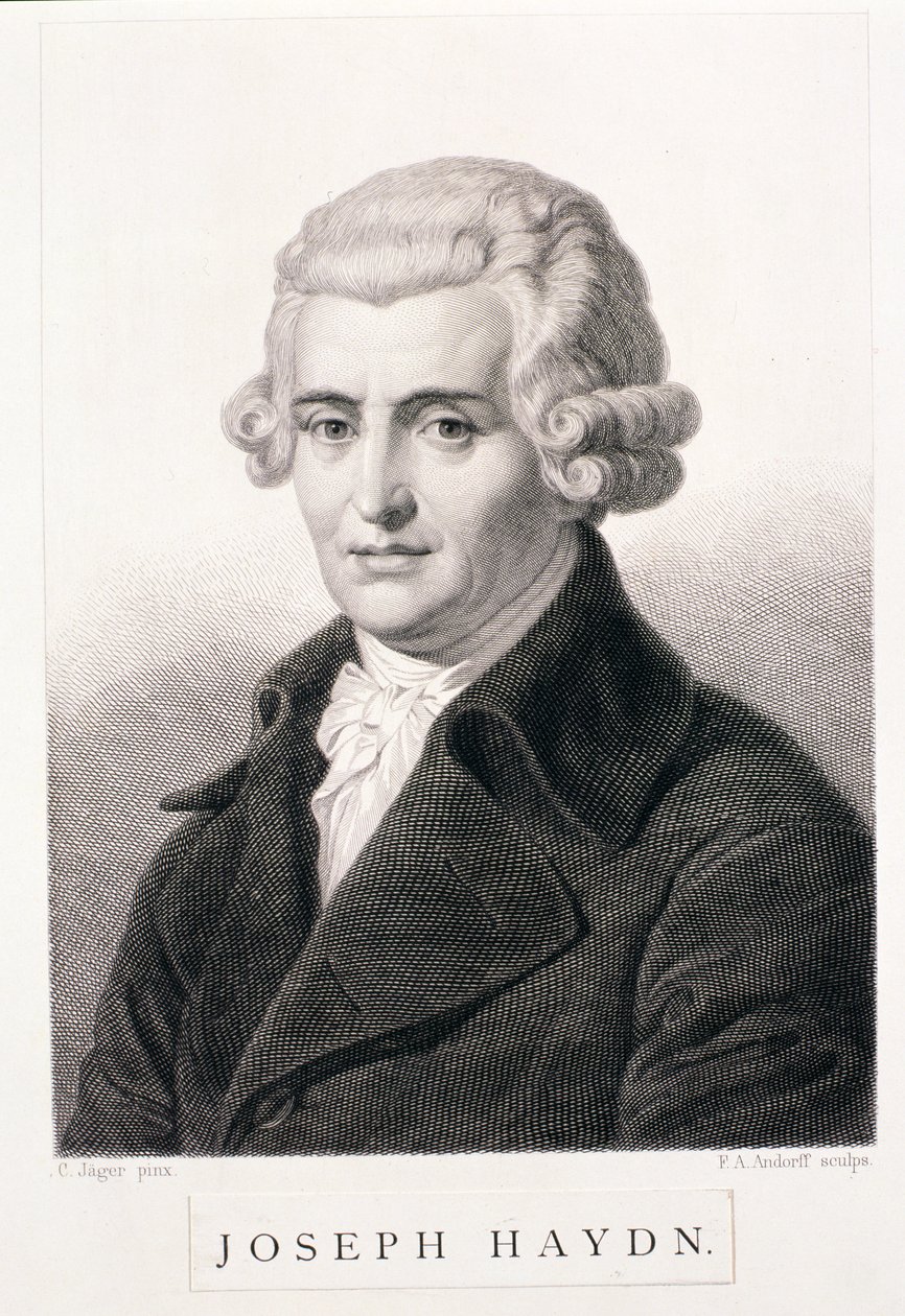 Joseph Haydn (1732-1809) graverad av F.A. Andorff av Carl Jager