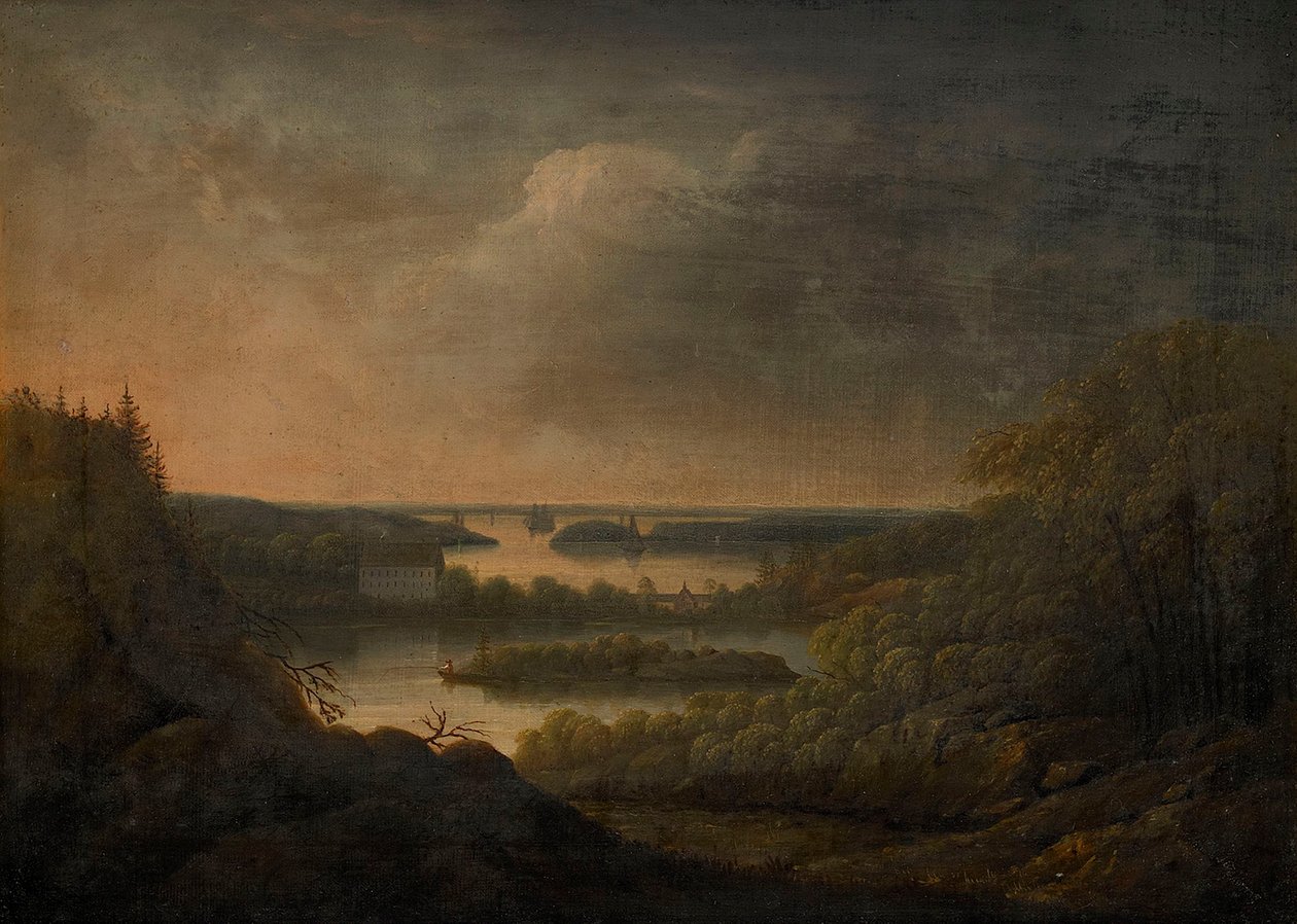 Utsikt över Velamsunds herrgård av Carl Johan Fahlcrantz