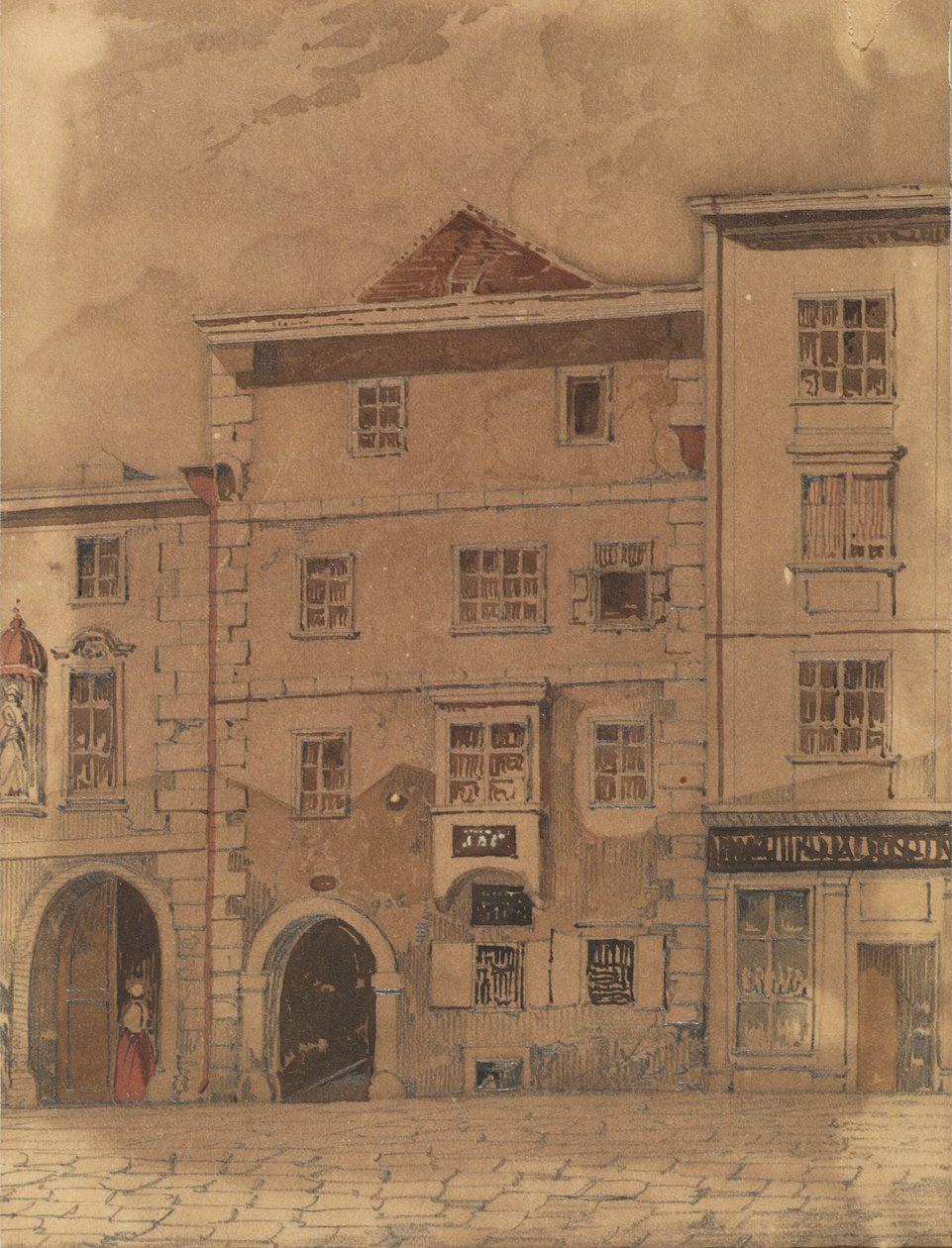 Hus där Mozart dog, på Rauhensteingasse i Wien. av Carl L. Wiesböck