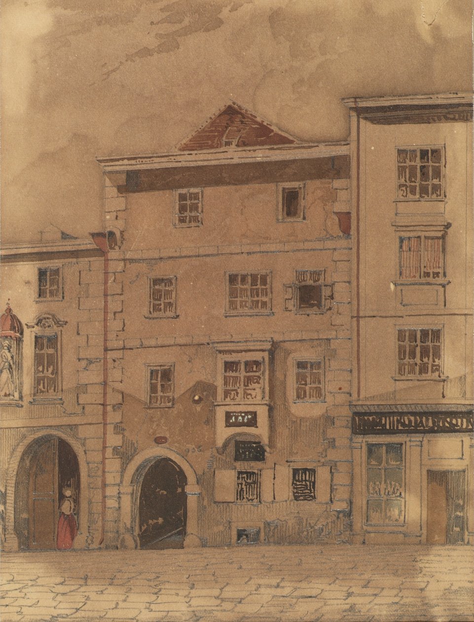 Mozarts dödshus i Rauhensteingasse i Wien av Carl L. Wiesböck