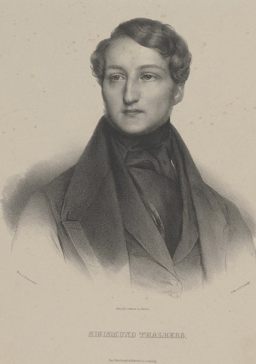 Porträtt av pianisten och kompositören Sigismund Thalberg 1812-1871, ca. 1850. av Carl Lange