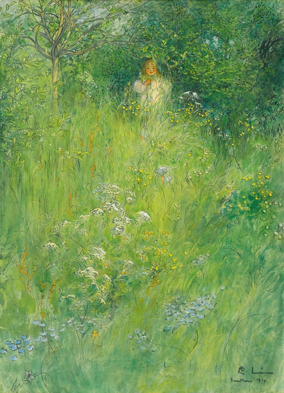 En älva eller Kersti på ängen av Carl Larsson