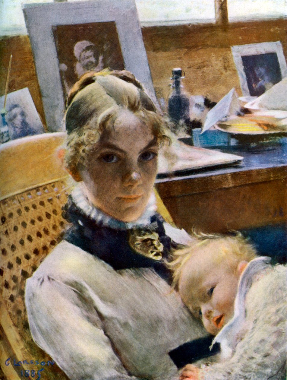 A Studio Idyll: the Artists Wife and their Daughter Suzanne, 1885 1945 av Carl Larsson