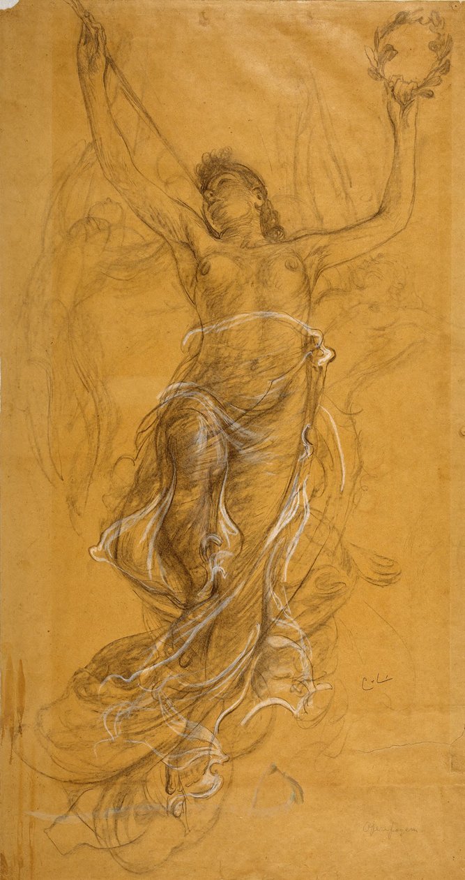 Trompetenblasende Frau. Studie für die Decke im Opernfoyer av Carl Larsson