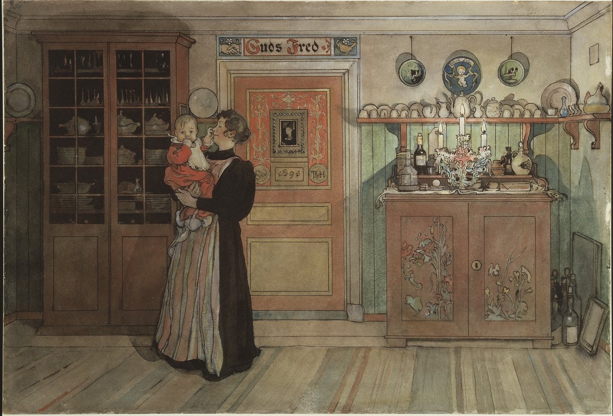 Between Christmas and New Year, från A Home-serien, c.1895 (wc på papper) av Carl Larsson