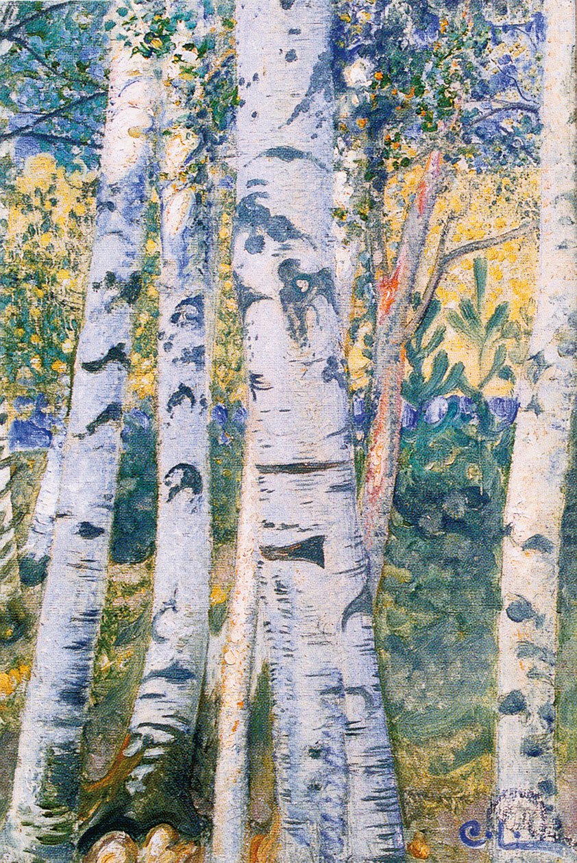 Björkar, 1910 av Carl Larsson