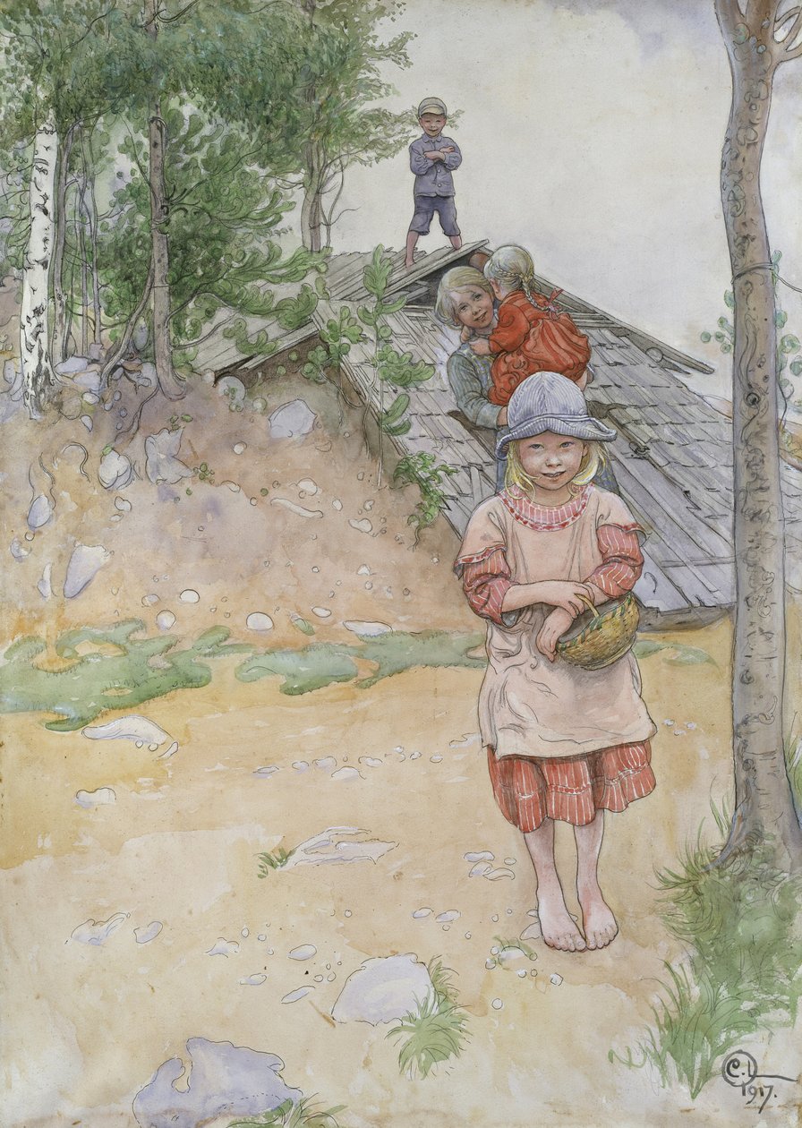 Vid källaren, 1917 av Carl Larsson