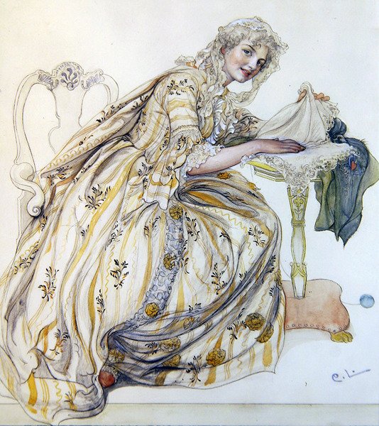 Juldekoration (akvarell på papper) av Carl Larsson