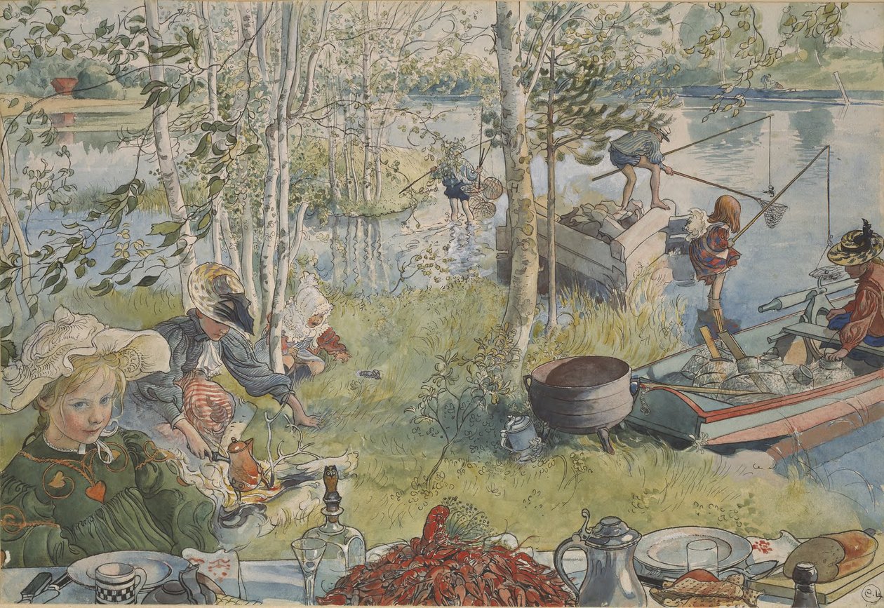 Kräftfiske av Carl Larsson