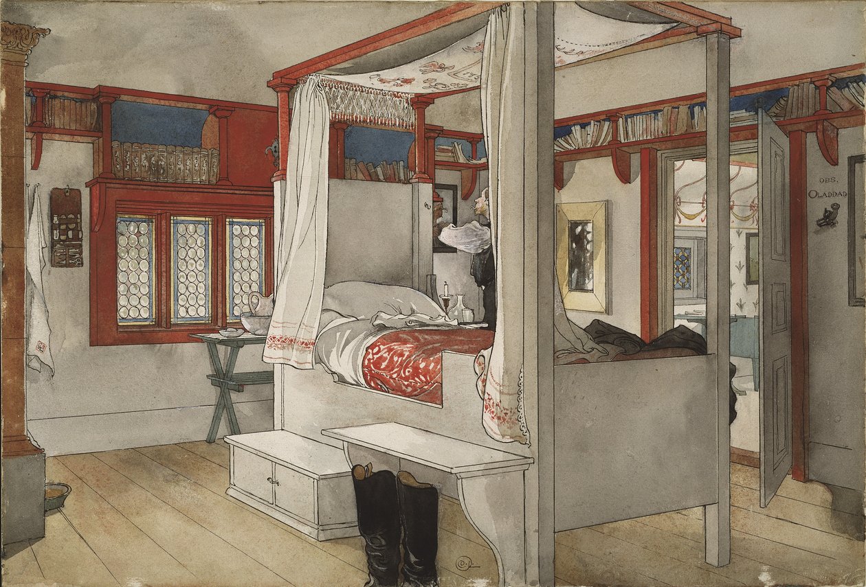 Daddys Room, från A Home-serien, ca 1895 (wc på papper) av Carl Larsson