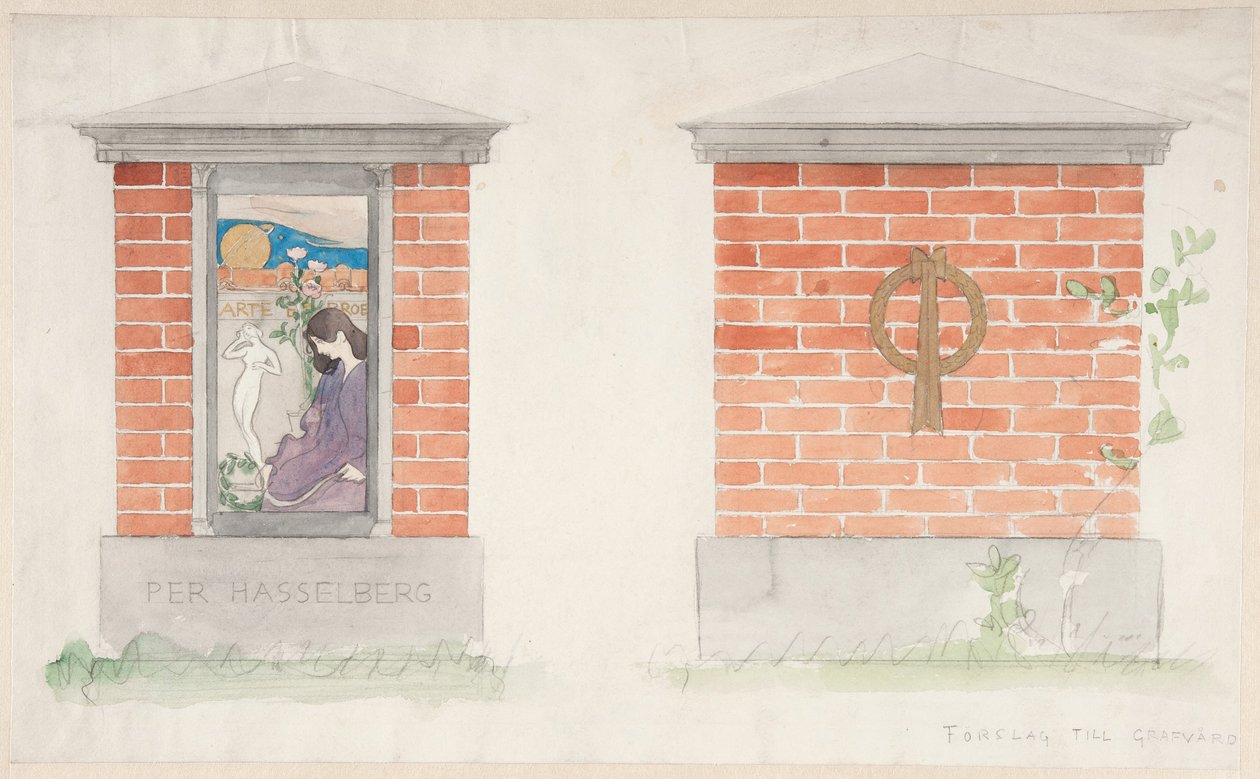 Förslag till gravvård över Per Hasselberg av Carl Larsson