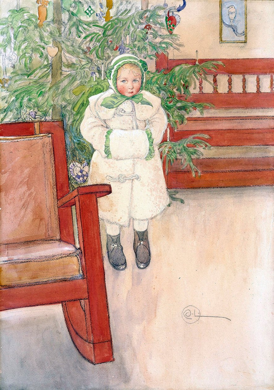 Flicka och gungstol, 1907 av Carl Larsson