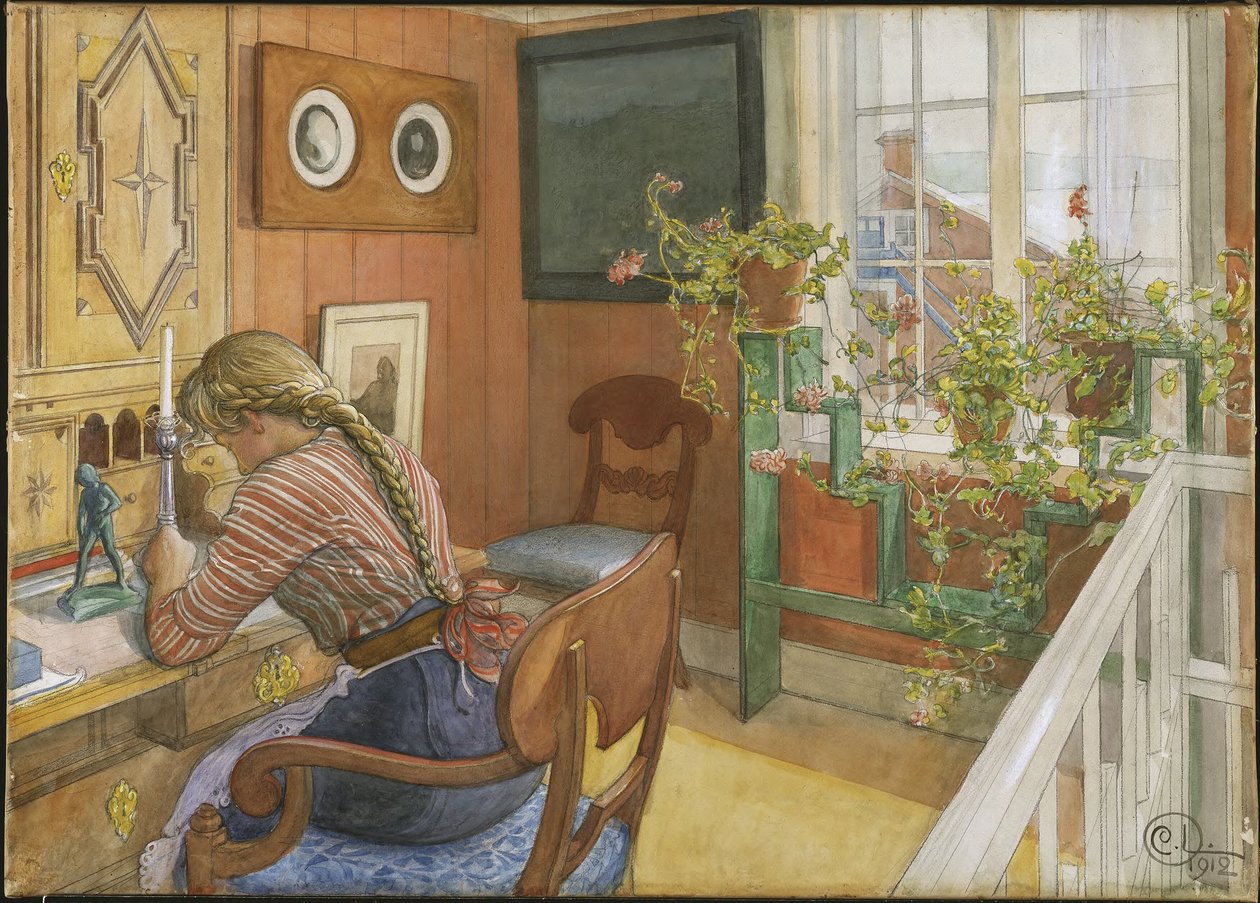 Brevskrivning av Carl Larsson