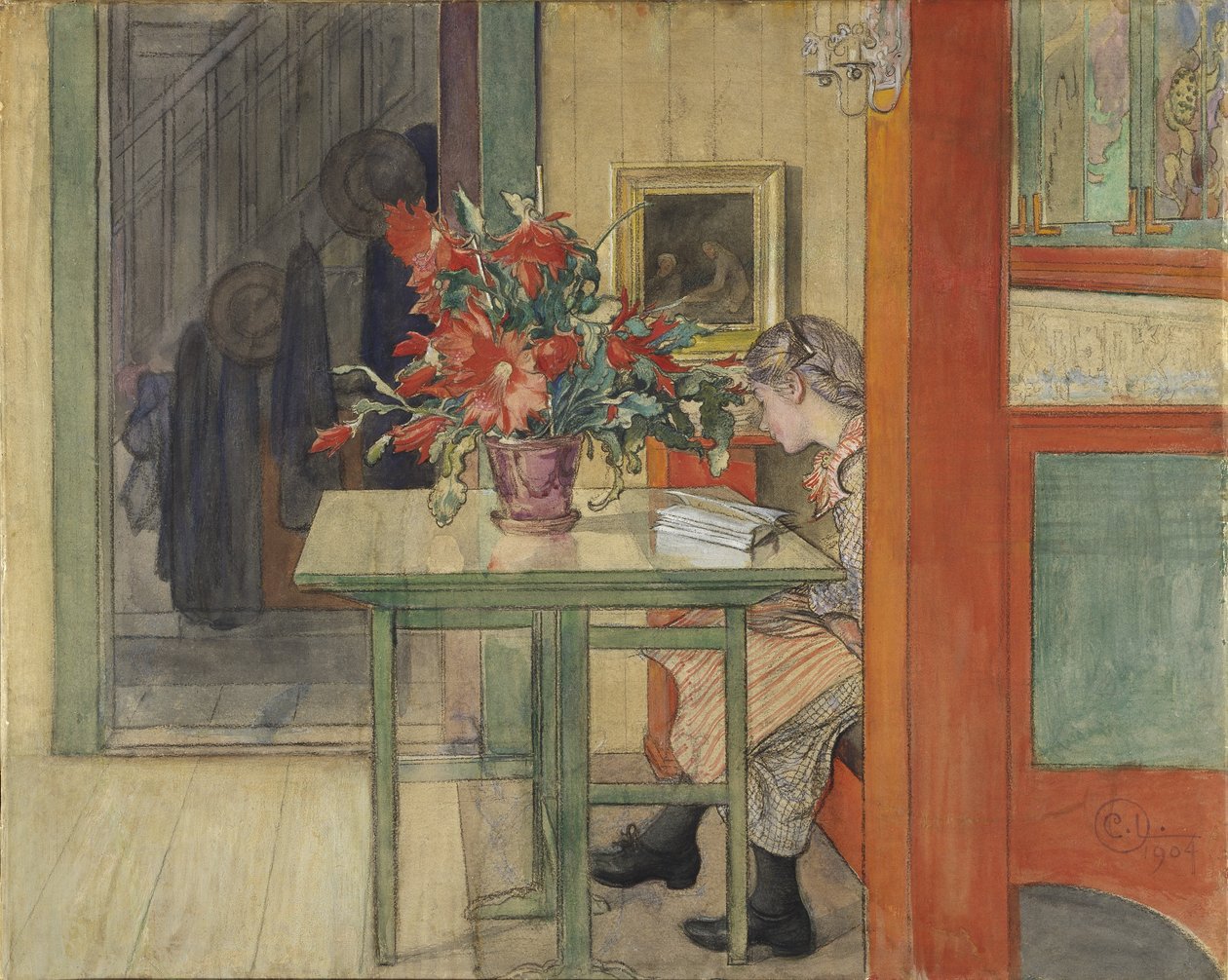 Lisbeth Reading (wc med tempera på papper) av Carl Larsson