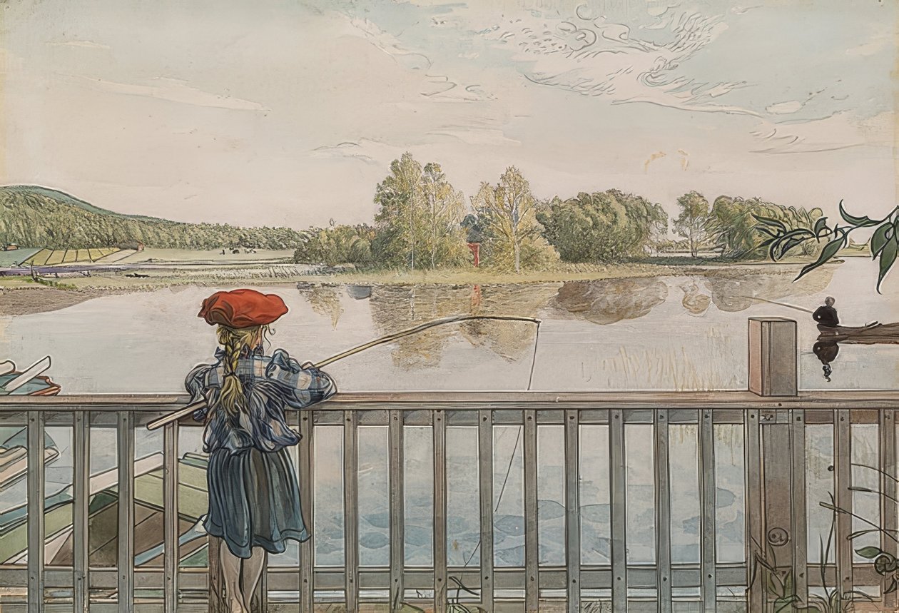 Lisbeth fiskar. Omkring 1895 av Carl Larsson