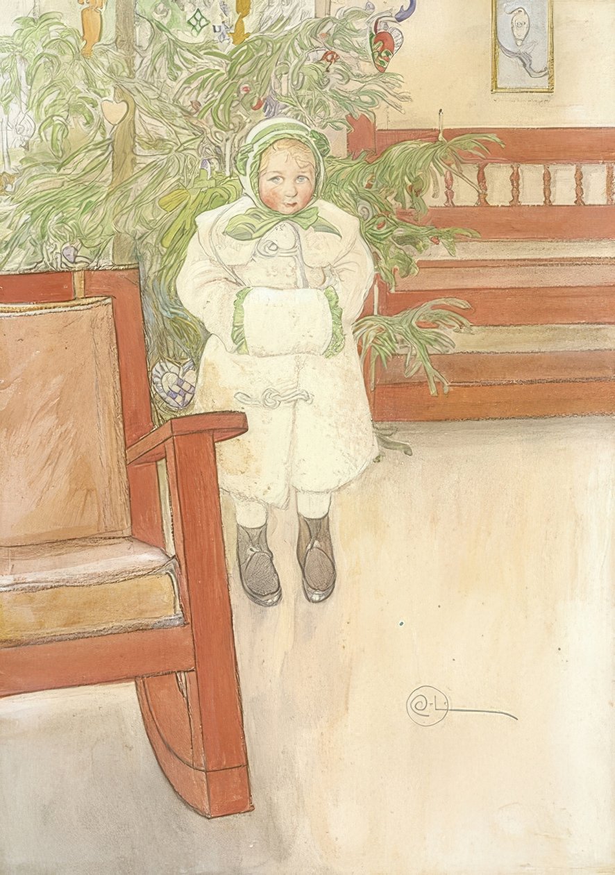 Flicka och gungstol. 1907 av Carl Larsson