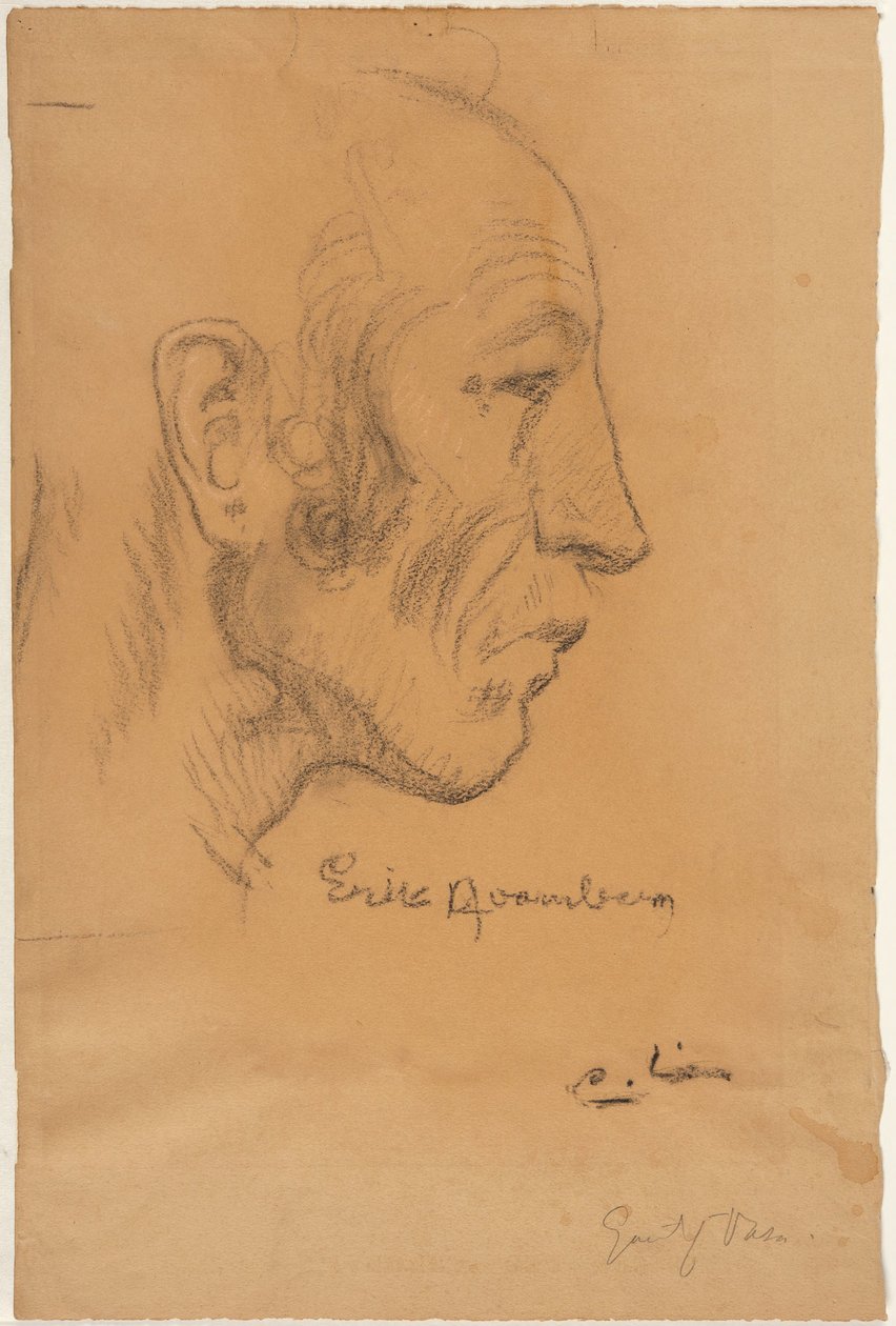 Profil eines Mannes nach rechts av Carl Larsson