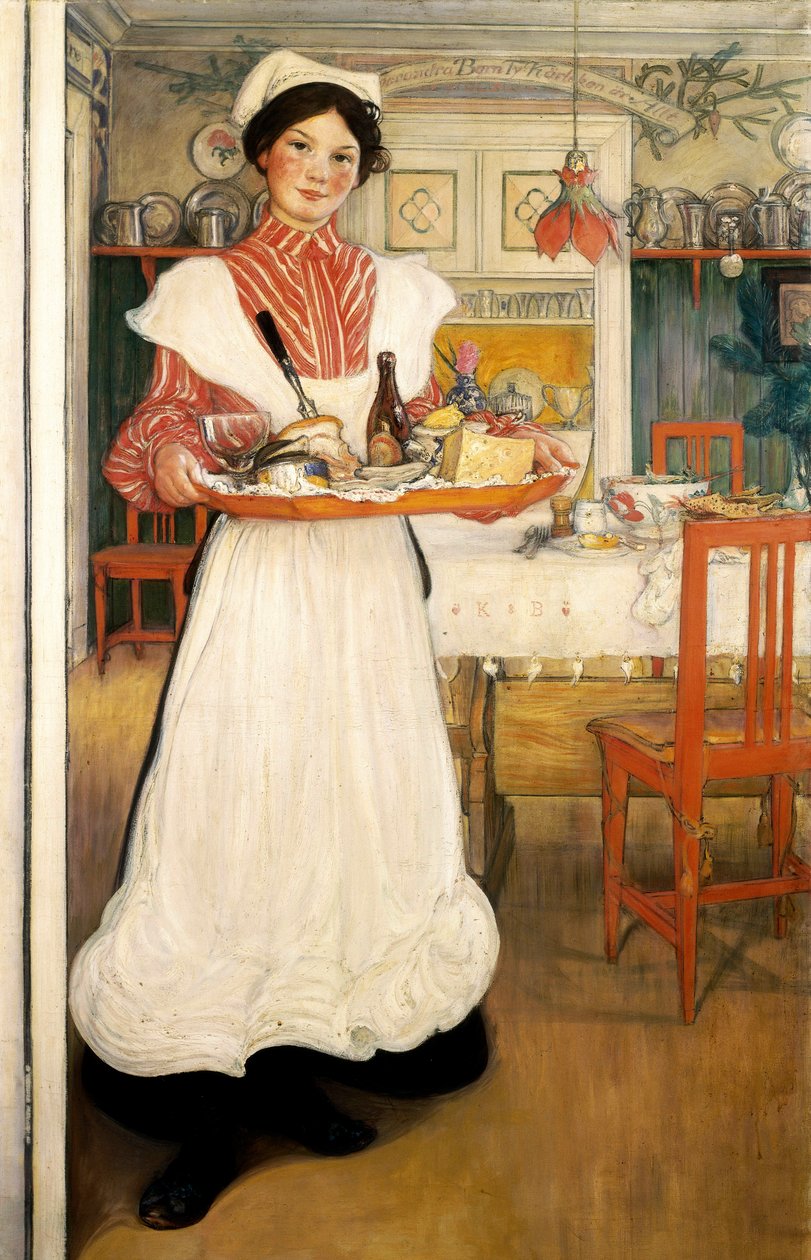 Martina bär frukost på en bricka av Carl Larsson