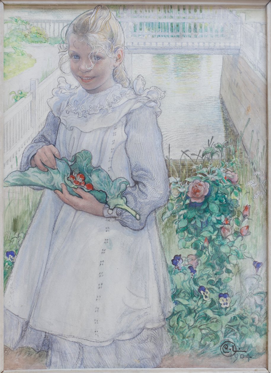 Min lilla flicka med jordgubbar av Carl Larsson