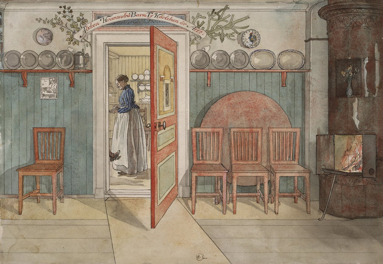 Gamla Anna, från A Home-serien, ca 1895 (wc på papper) av Carl Larsson