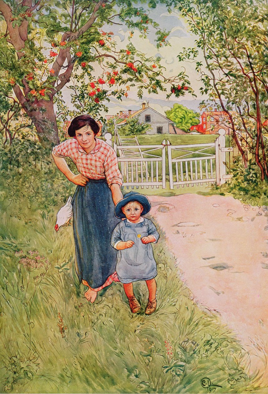 Säg ett snällt hur gör du med din farbror, 1917, från en kommersiellt tryckt portfölj, publicerad 1939 av Carl Larsson