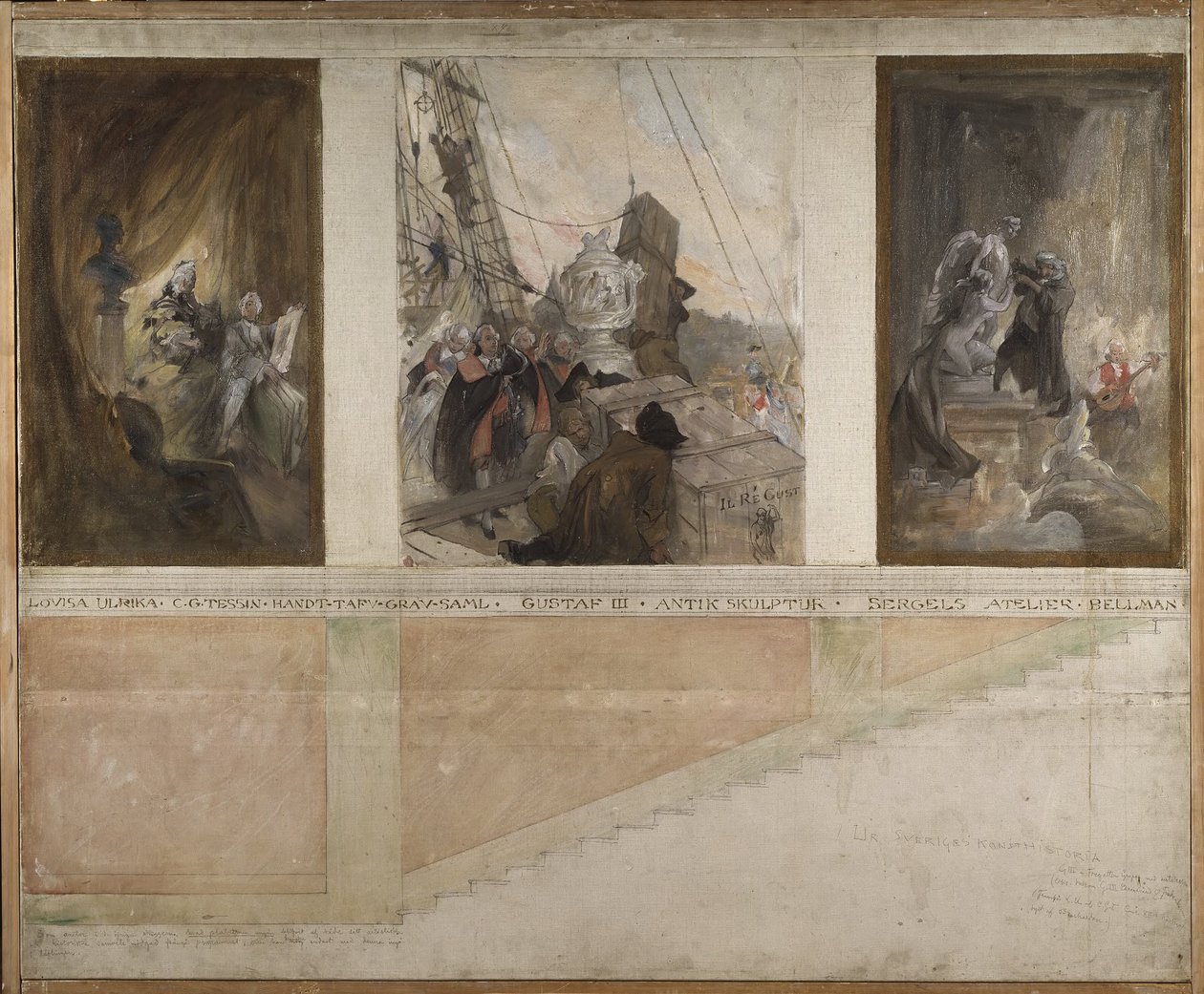 Andra förslaget till väggdekoration i NM:s nedre sal av Carl Larsson