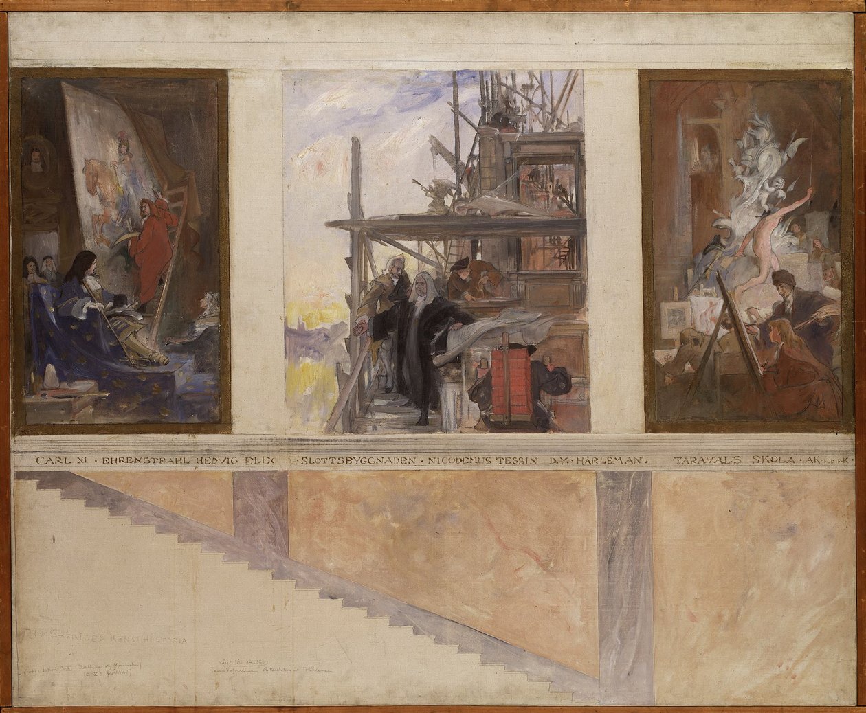 Andra förslaget till utsmyckning av väggarna i Nationalmuseums nedre sal av Carl Larsson