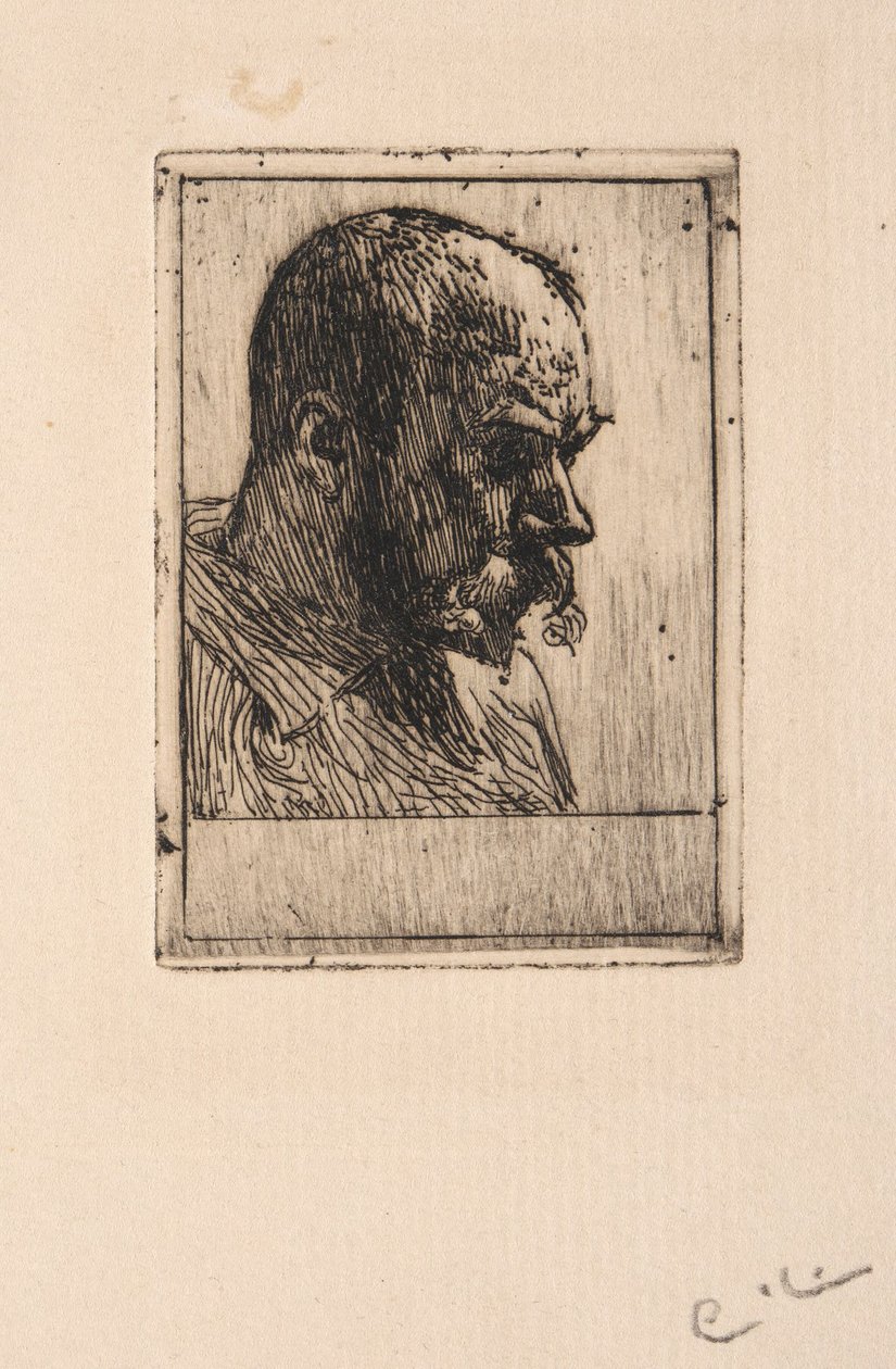 Självporträtt i målarblus av Carl Larsson