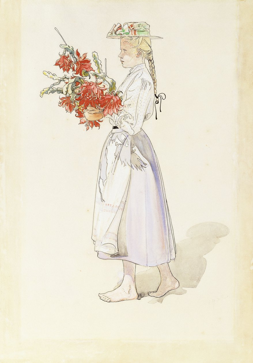 Studie för Ute blaser sommarvind (Outdoors Blow the Summer Winds) av Carl Larsson