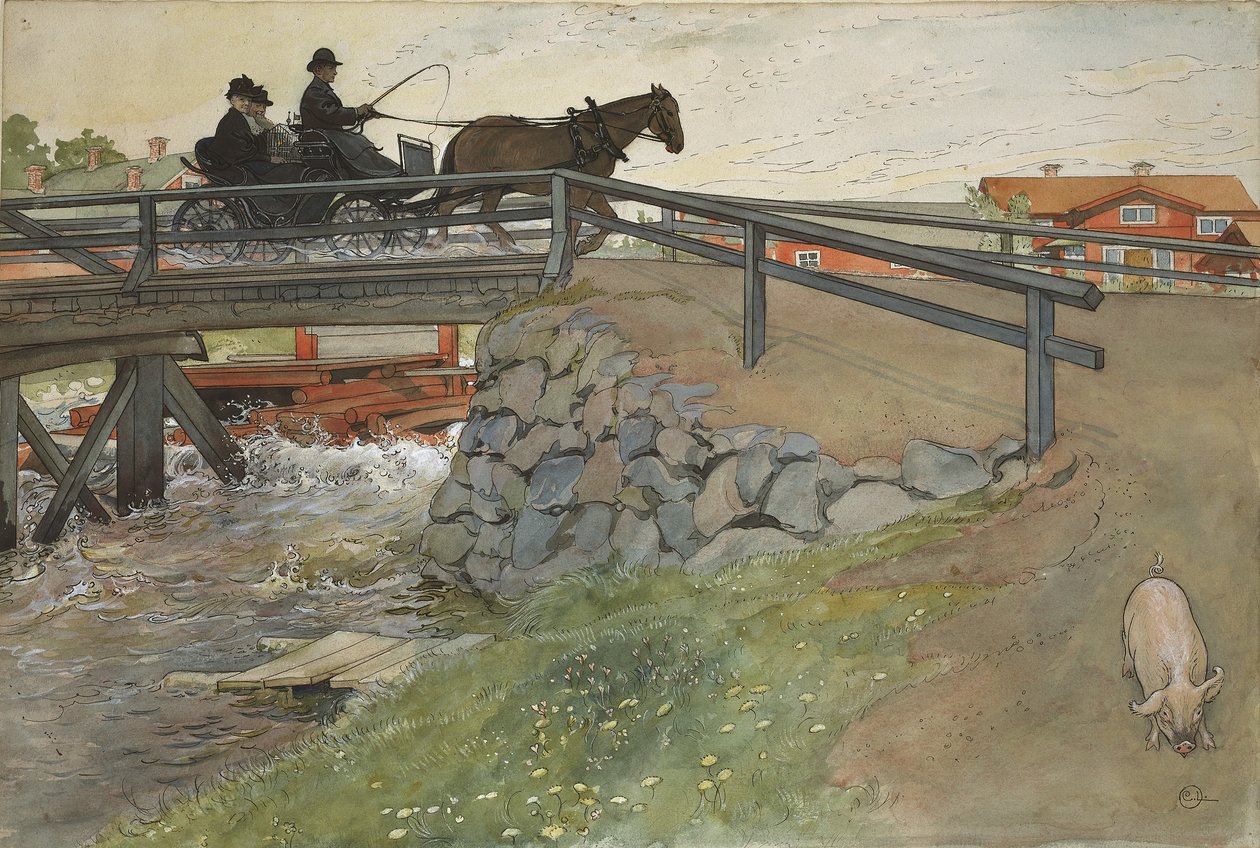 The Bridge, från A Home-serien, c.1895 (wc på papper) av Carl Larsson