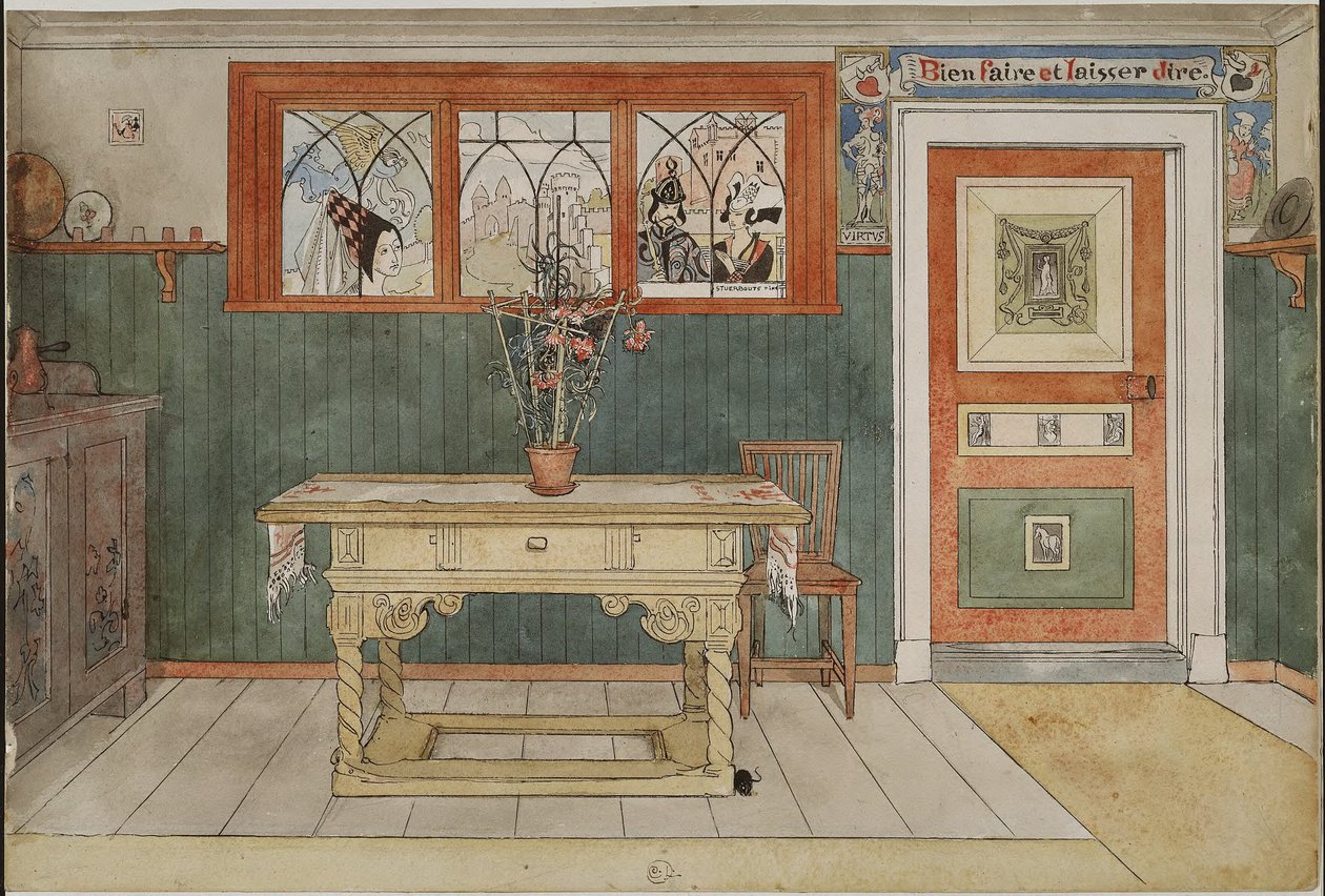 Matsalen. Ur "Ett hem" (26 akvareller) av Carl Larsson
